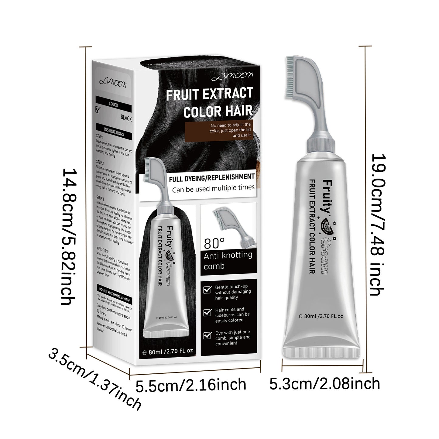 Comb-In Hair Dye Creamfor Gray Coverage