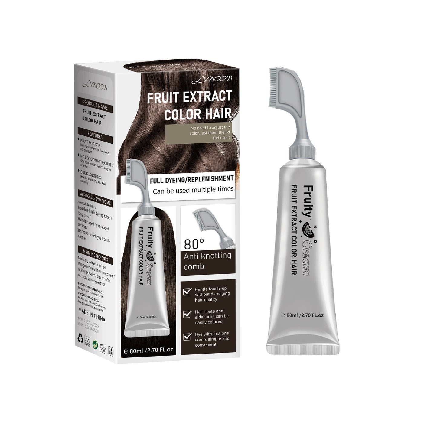 Comb-In Hair Dye Creamfor Gray Coverage