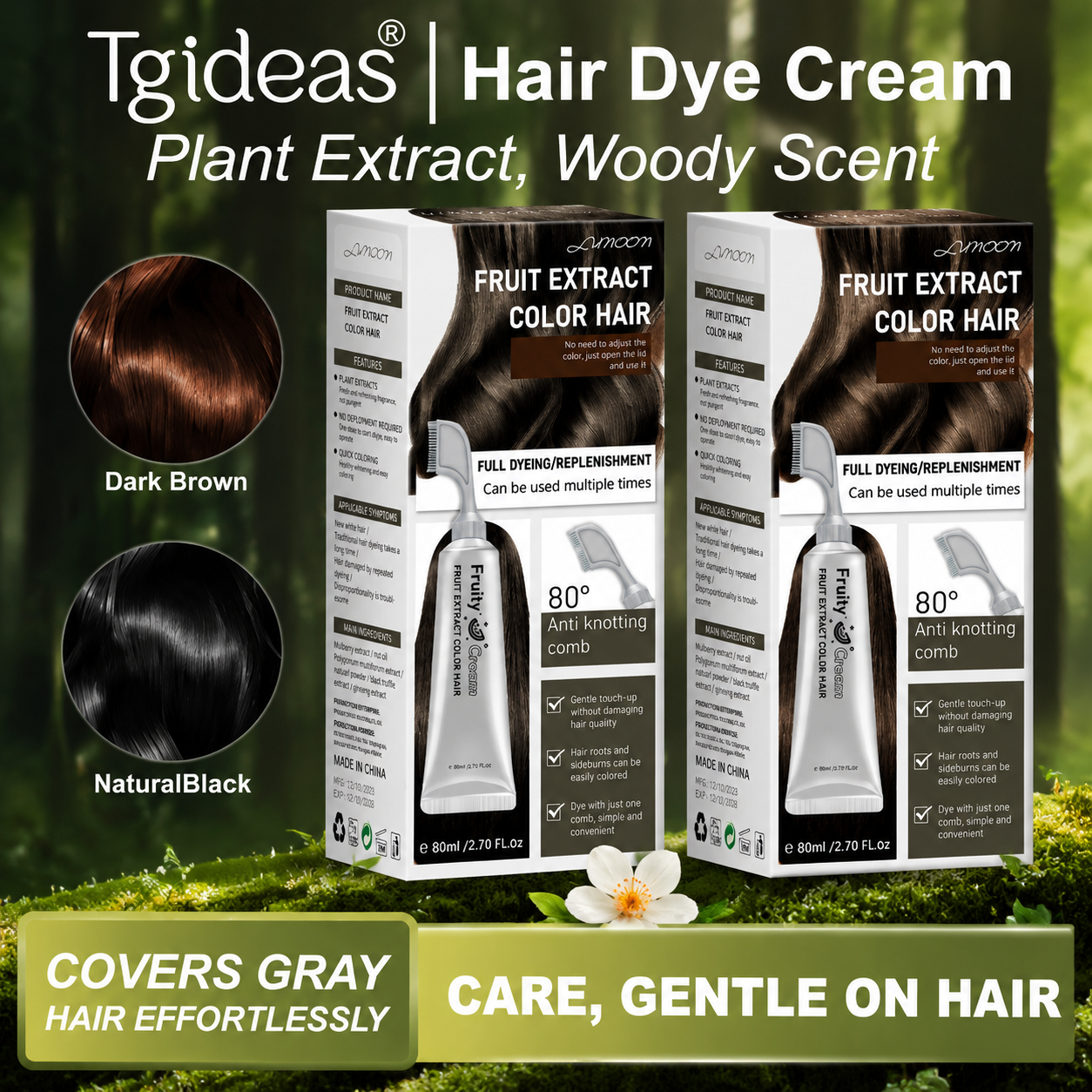 Comb-In Hair Dye Creamfor Gray Coverage