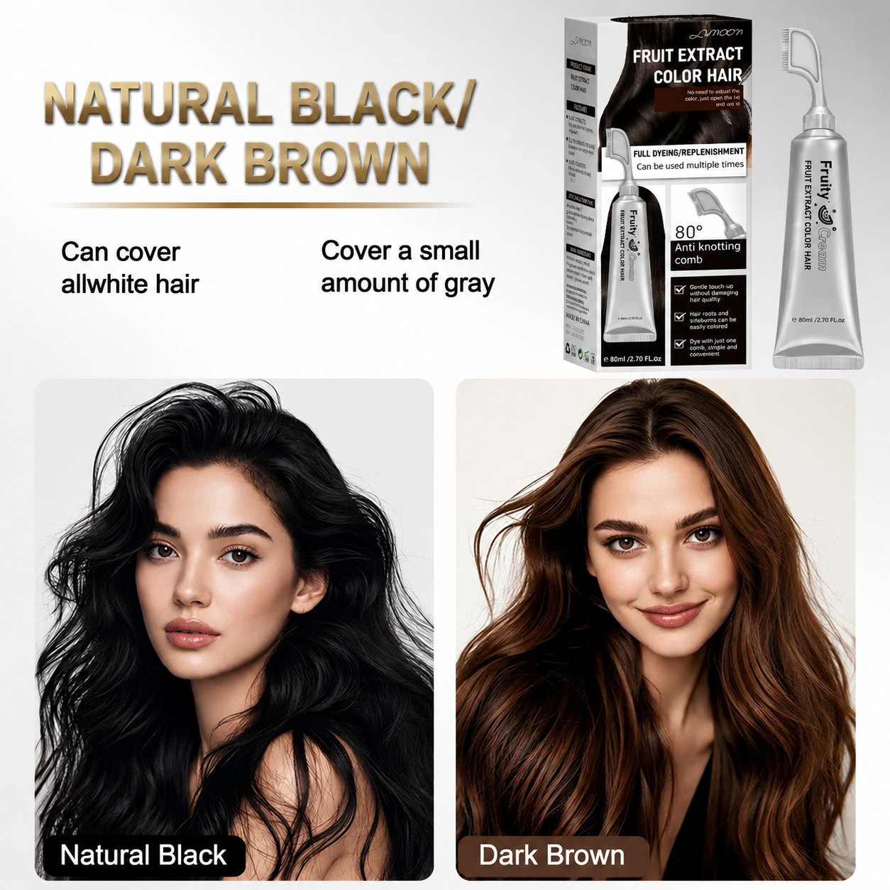 Comb-In Hair Dye Creamfor Gray Coverage