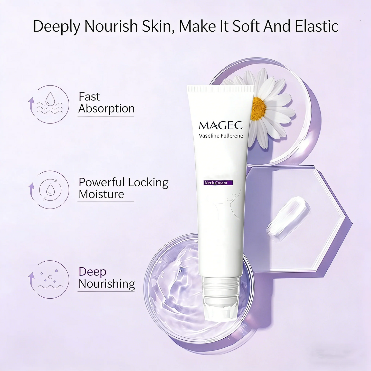 Reduces Wrinkles and Double Chin,Five Rollers for All Around Massage,Neck Firming Cream